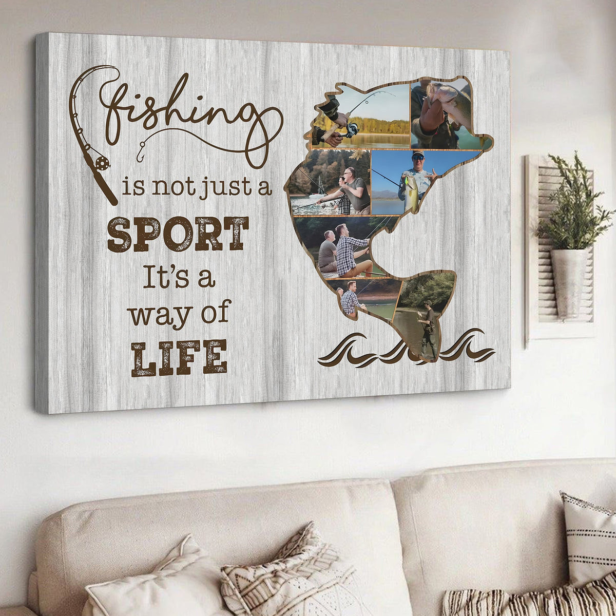 Custom Photo Fishing Is Not Just a Sport Canvas Wall Art – Fishing Gift for Dad, Fisherman Wall Decor