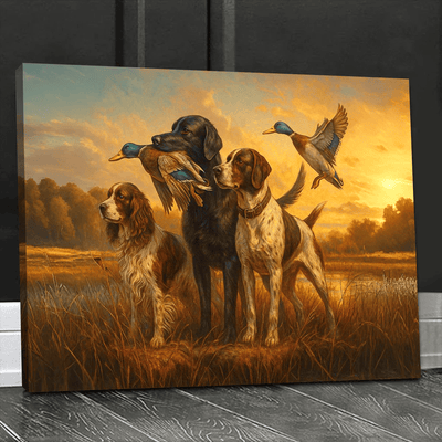 Duck Hunting Dogs Canvas Wall Art, Rustic Hunting Home Decor, Perfect Gift for Hunters