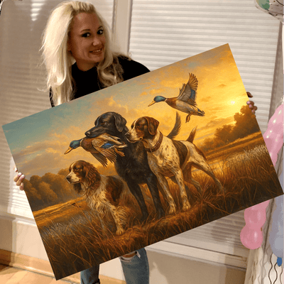 Duck Hunting Dogs Canvas Wall Art, Rustic Hunting Home Decor, Perfect Gift for Hunters