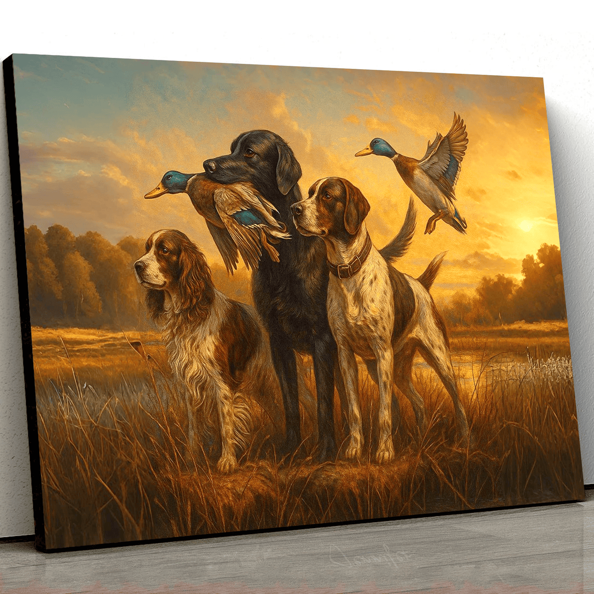 Duck Hunting Dogs Canvas Wall Art, Rustic Hunting Home Decor, Perfect Gift for Hunters