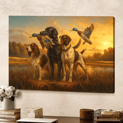 Duck Hunting Dogs Canvas Wall Art, Rustic Hunting Home Decor, Perfect Gift for Hunters