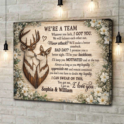 We’re a Team Couple Canvas Wall Art, Personalized Anniversary Gift for Husband Wife