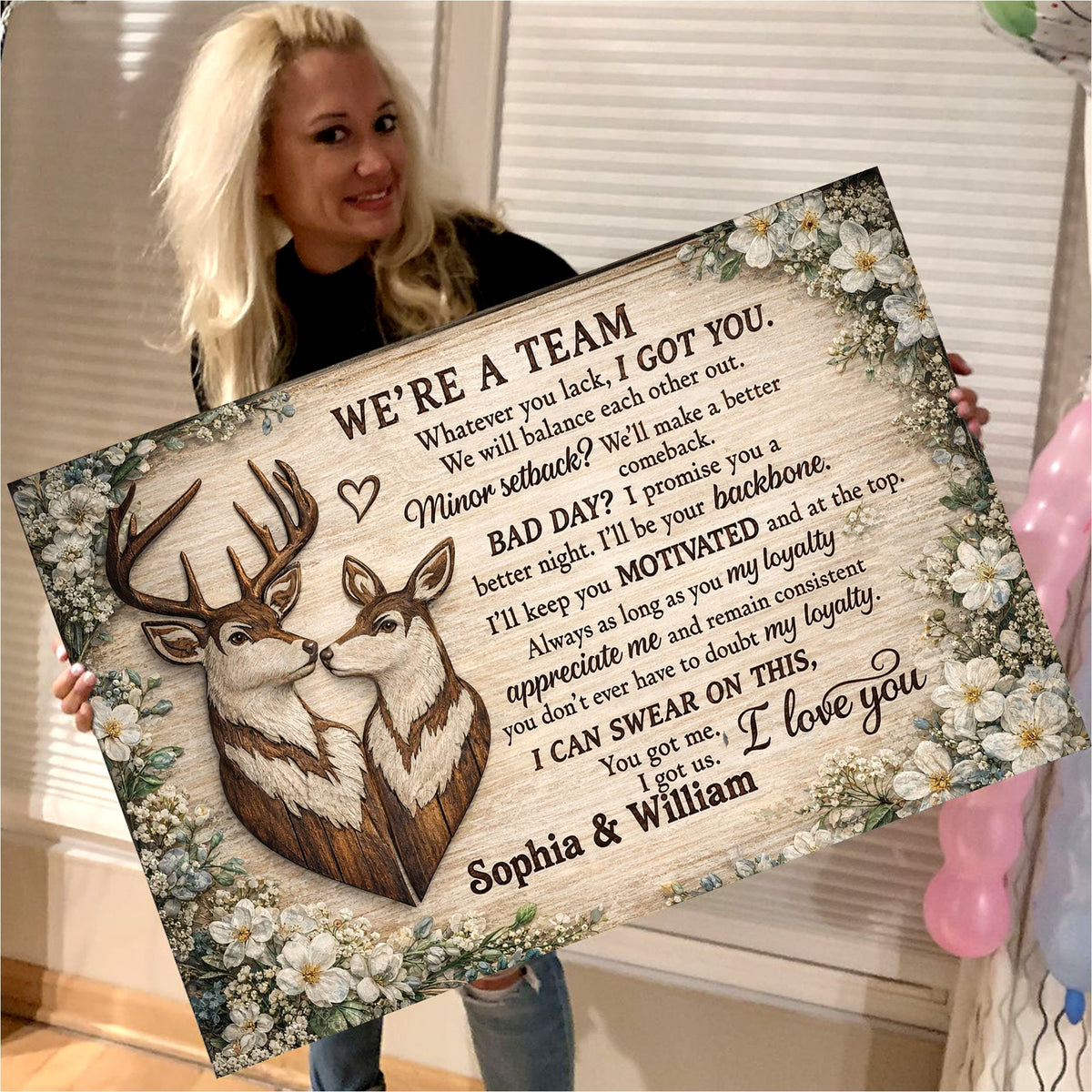 We’re a Team Couple Canvas Wall Art, Personalized Anniversary Gift for Husband Wife
