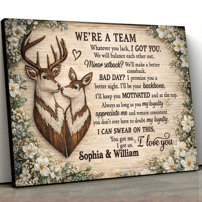 We’re a Team Couple Canvas Wall Art, Personalized Anniversary Gift for Husband Wife