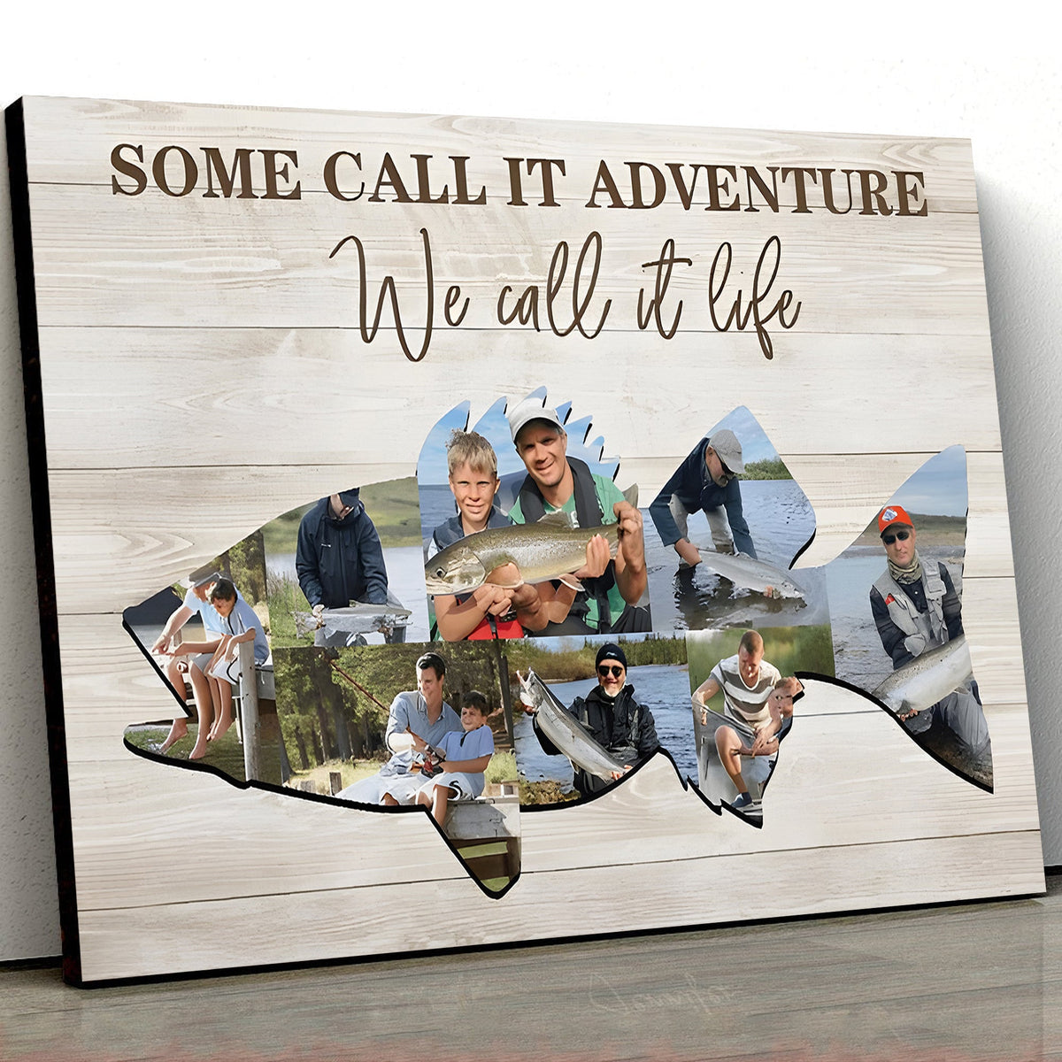 Custom Photo Fishing Memories Canvas Personalized Wall Art for Cabin & Home
