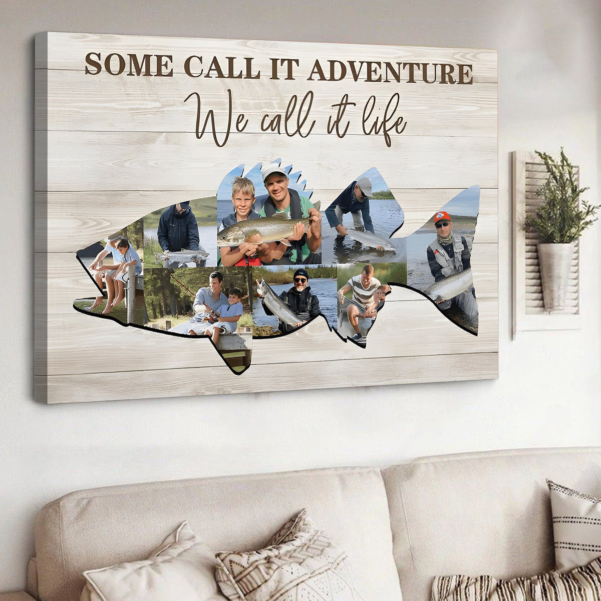 Custom Photo Fishing Memories Canvas Personalized Wall Art for Cabin & Home