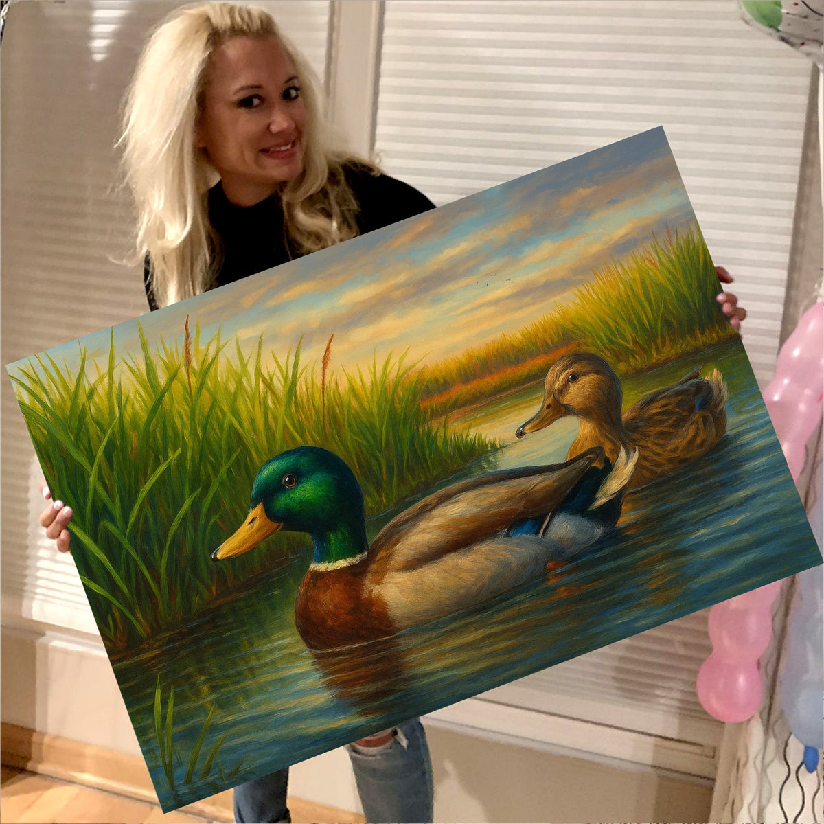 Couple Mallard Ducks Hunting Canvas – Realistic Wildlife Wall Art for Hunters