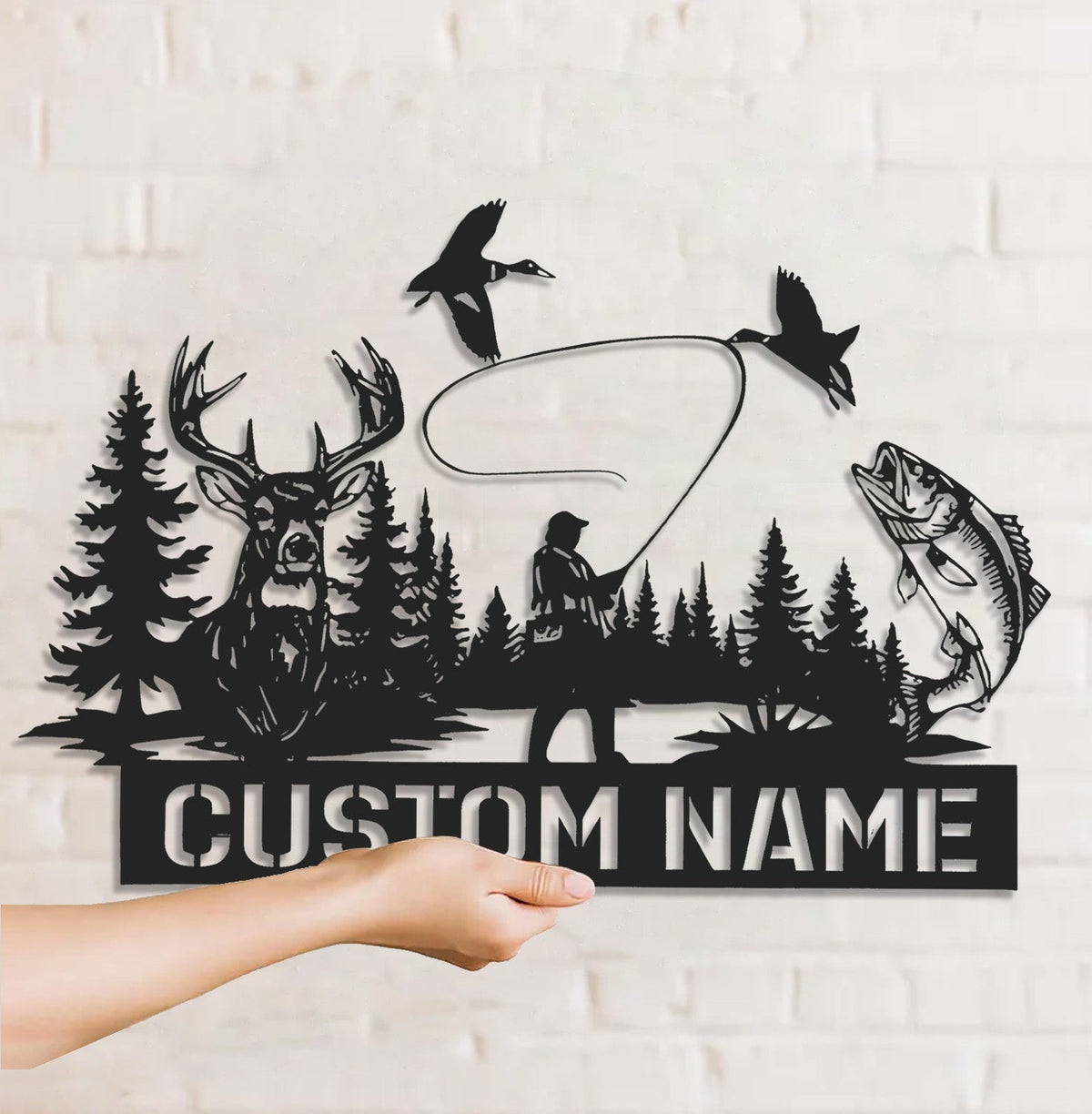 Personalized Hunting WITH/WITHOUT Led Light Metal Sign – Personalized Deer, Duck & Fishing Wall Art