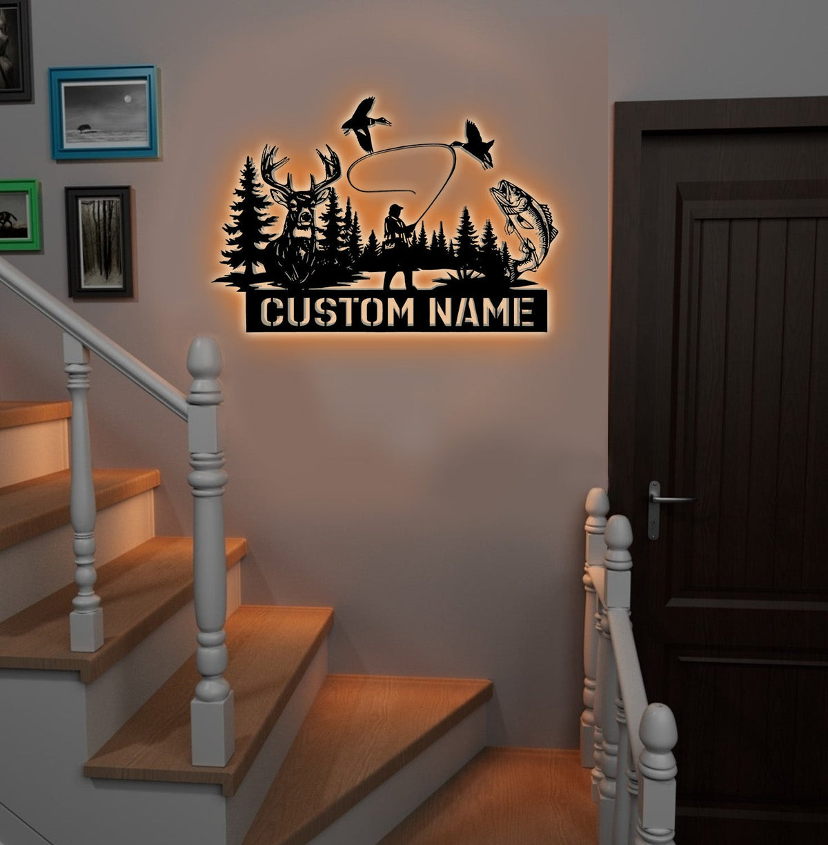Personalized Hunting WITH/WITHOUT Led Light Metal Sign – Personalized Deer, Duck & Fishing Wall Art