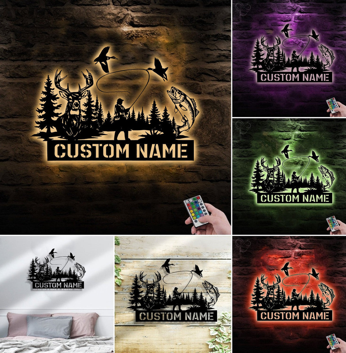 Personalized Hunting WITH/WITHOUT Led Light Metal Sign – Personalized Deer, Duck & Fishing Wall Art