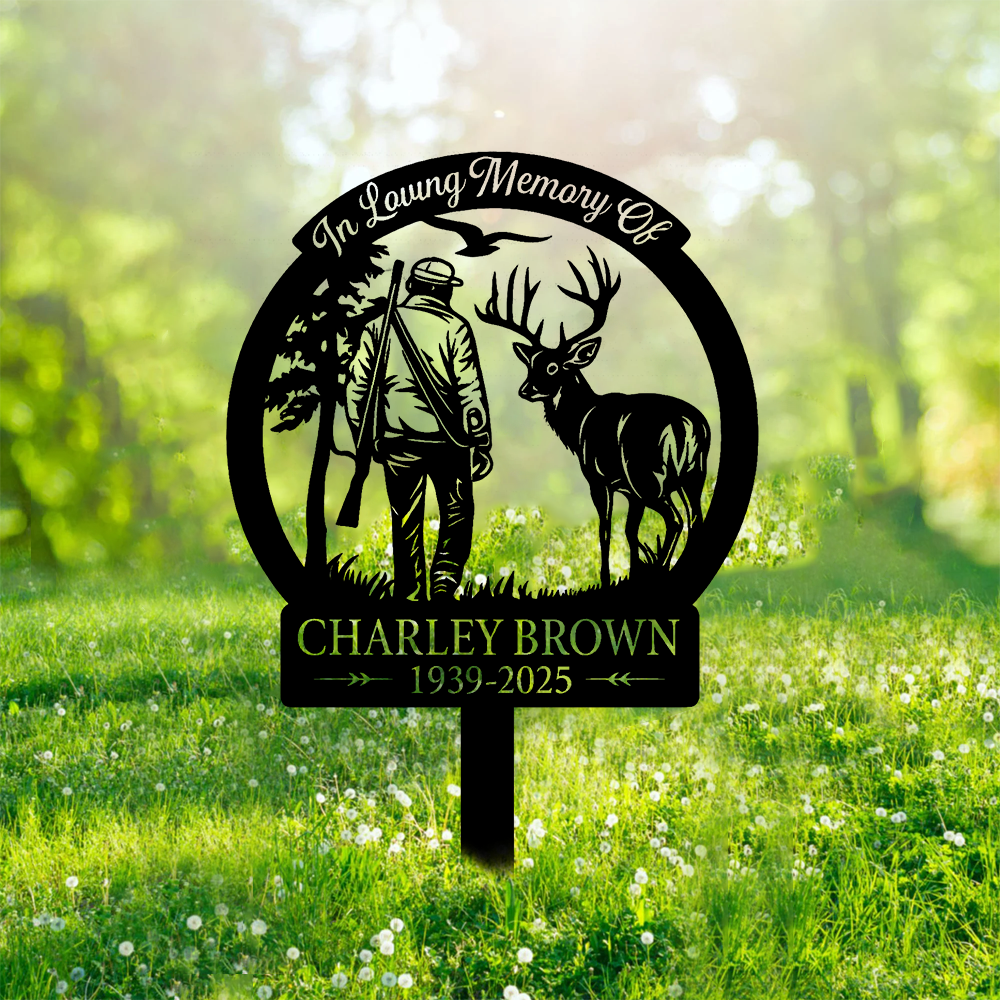 Personalized Hunter Memorial Metal Sign – In Loving Memory Grave Marker