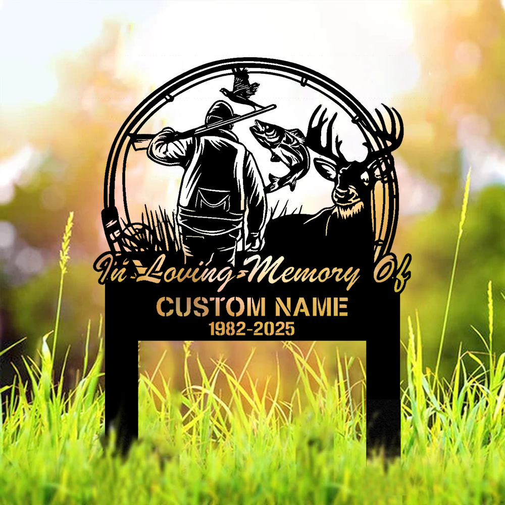 Personalized Hunter Memorial Metal Sign – In Loving Memory Grave Marker