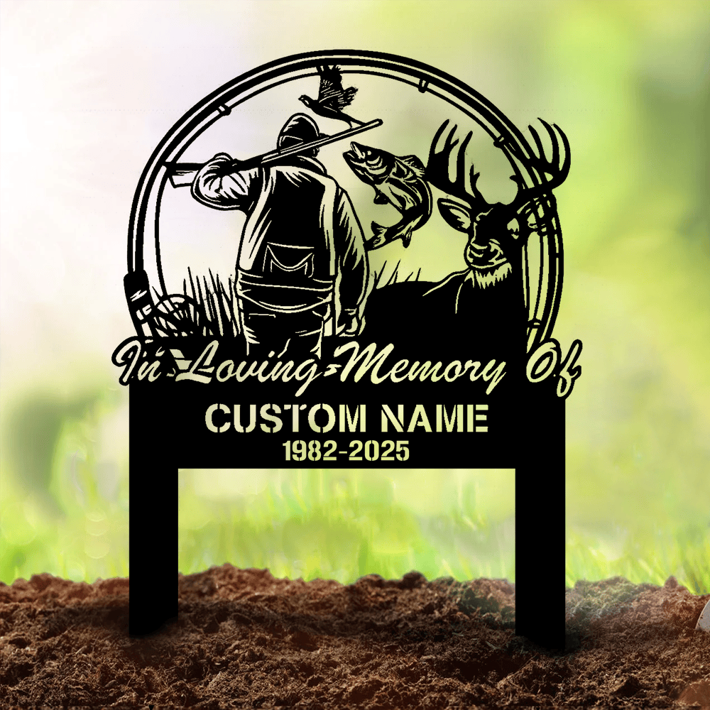 Personalized Hunter Memorial Metal Sign – In Loving Memory Grave Marker