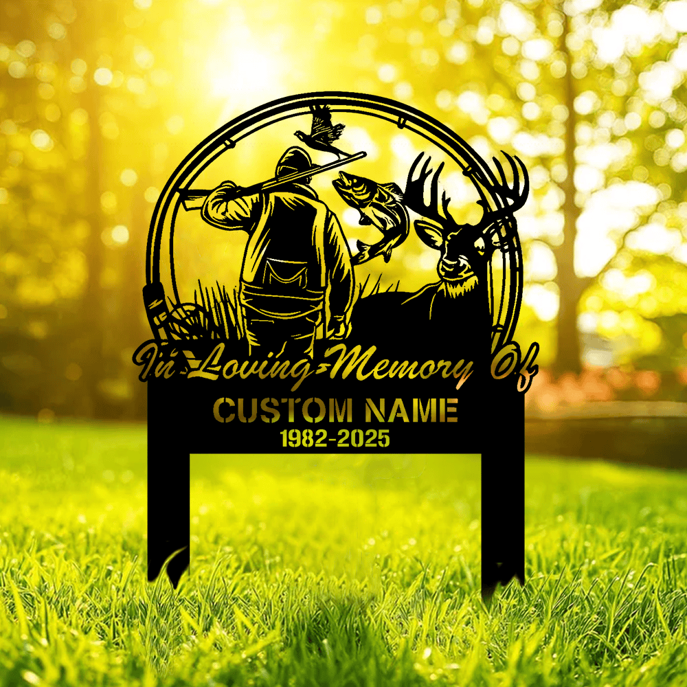 Personalized Hunter Memorial Metal Sign – In Loving Memory Grave Marker
