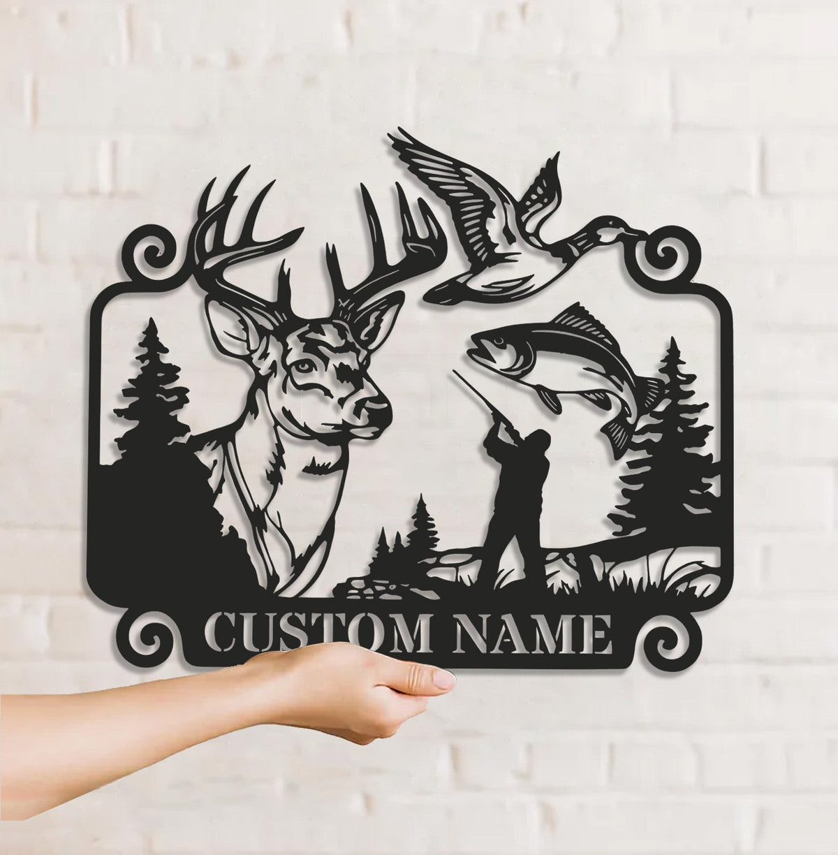 Personalized Hunting WITH/WITHOUT Led Light Metal Sign – Custom Deer, Duck & Fishing Wall Art