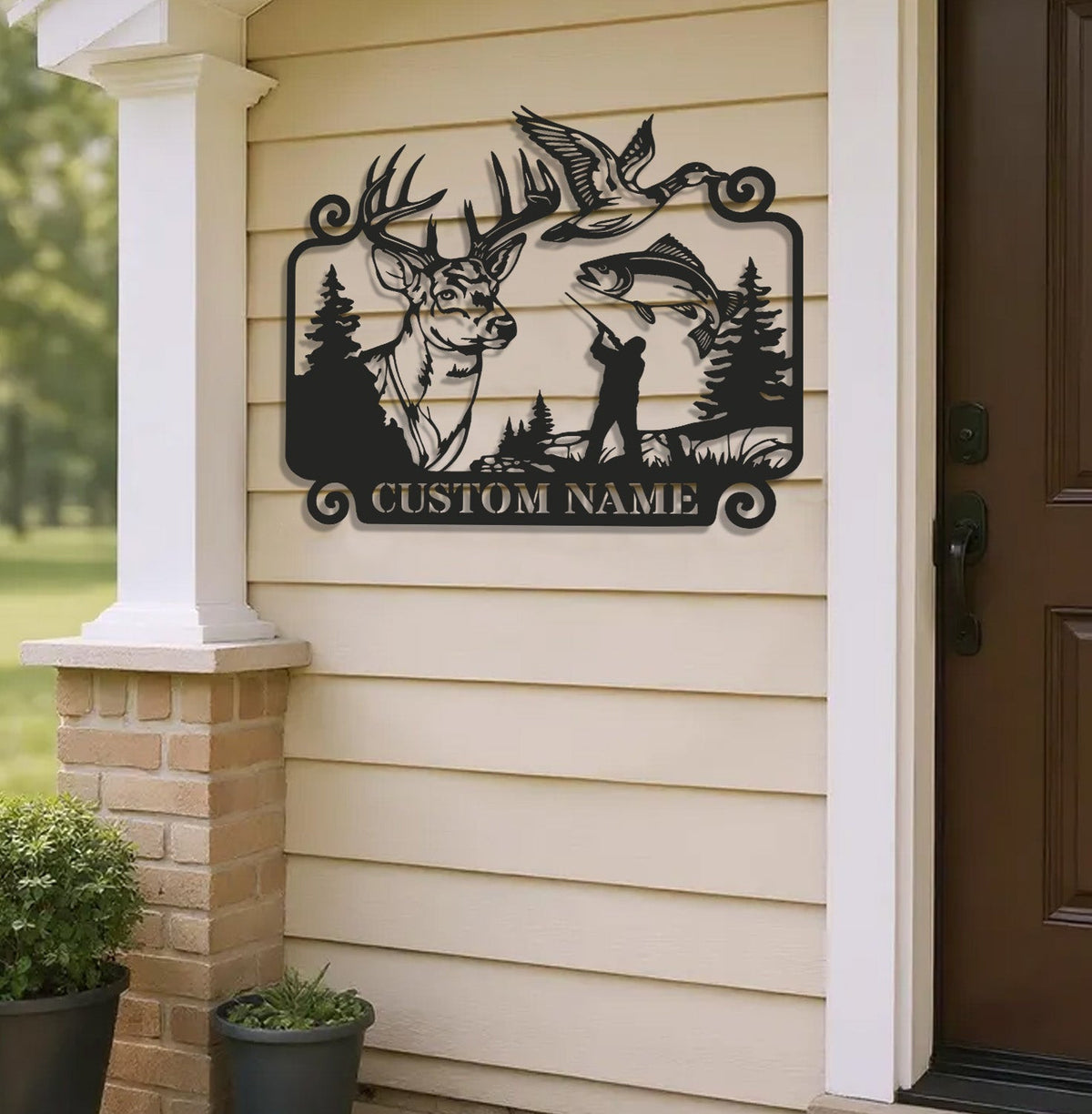 Personalized Hunting WITH/WITHOUT Led Light Metal Sign – Custom Deer, Duck & Fishing Wall Art