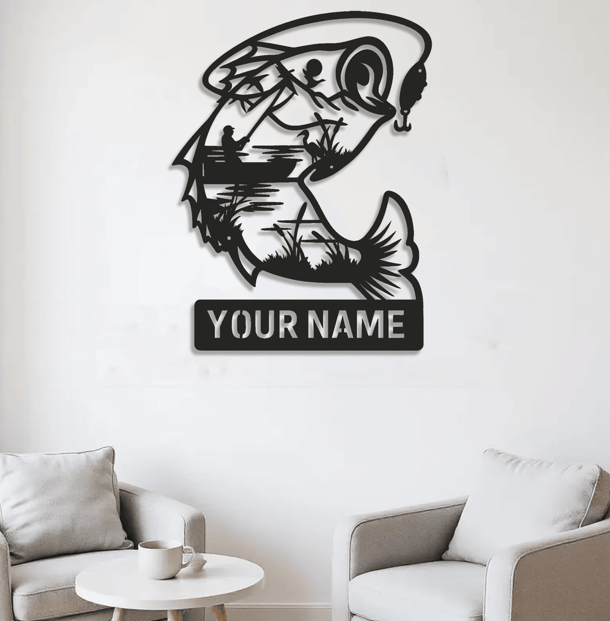Personalized Fishing Metal Sign WITH LED/WITHOUT LED – Rustic Angler Wall Art