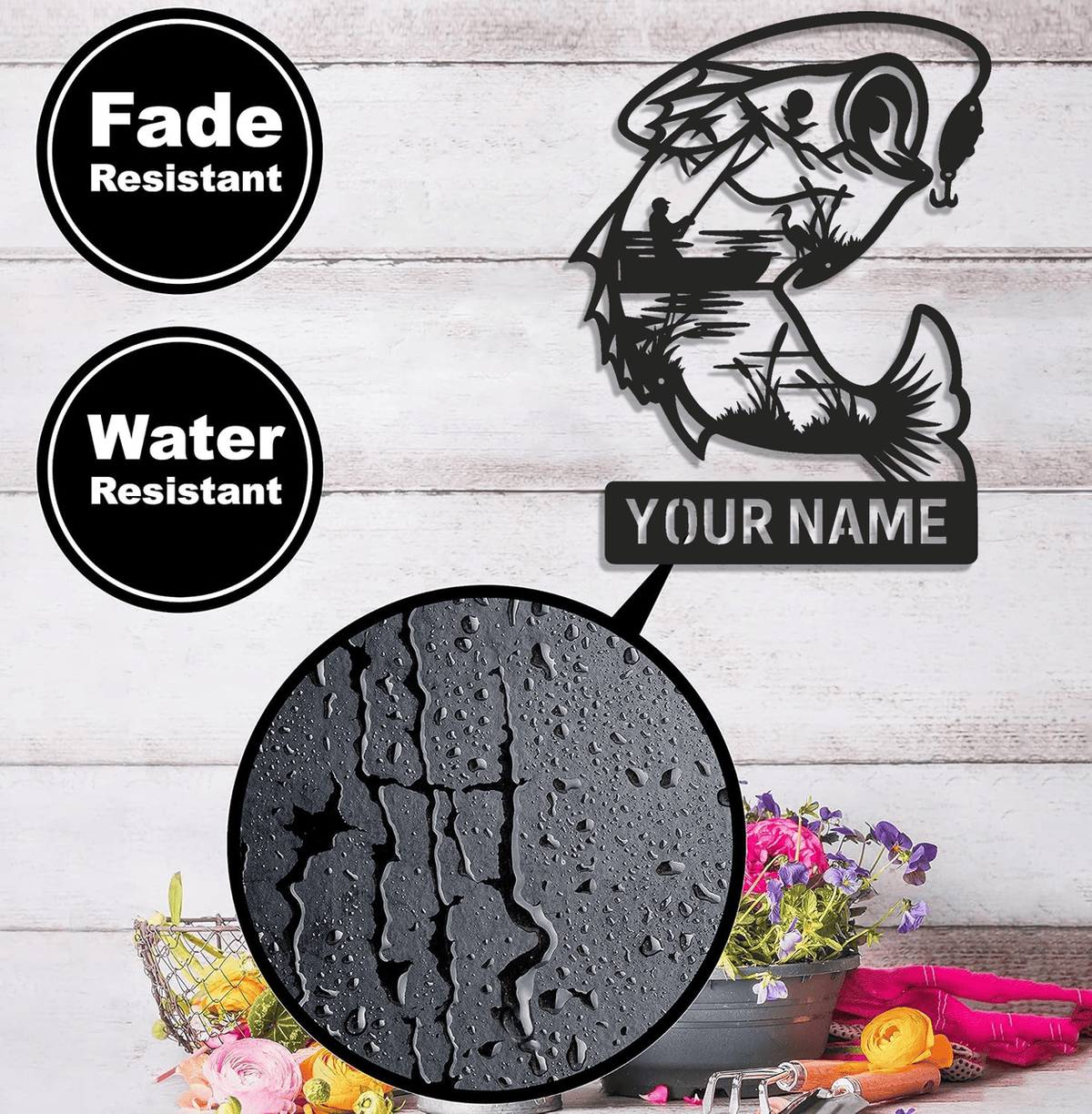 Personalized Fishing Metal Sign WITH LED/WITHOUT LED – Rustic Angler Wall Art