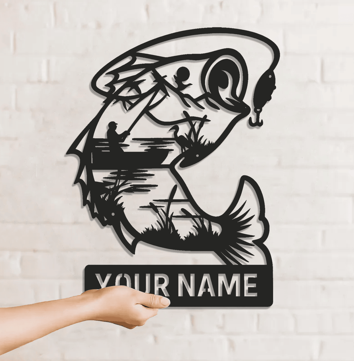 Personalized Fishing Metal Sign WITH LED/WITHOUT LED – Rustic Angler Wall Art