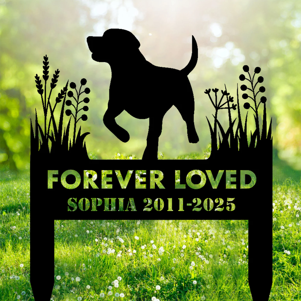 Personalized Labrador Memorial Metal Sign – In Loving Memory Grave Marker for Dog Lovers