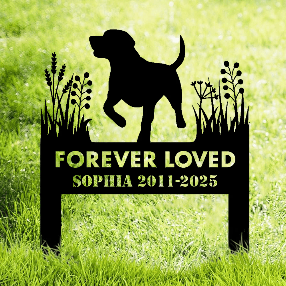 Personalized Labrador Memorial Metal Sign – In Loving Memory Grave Marker for Dog Lovers