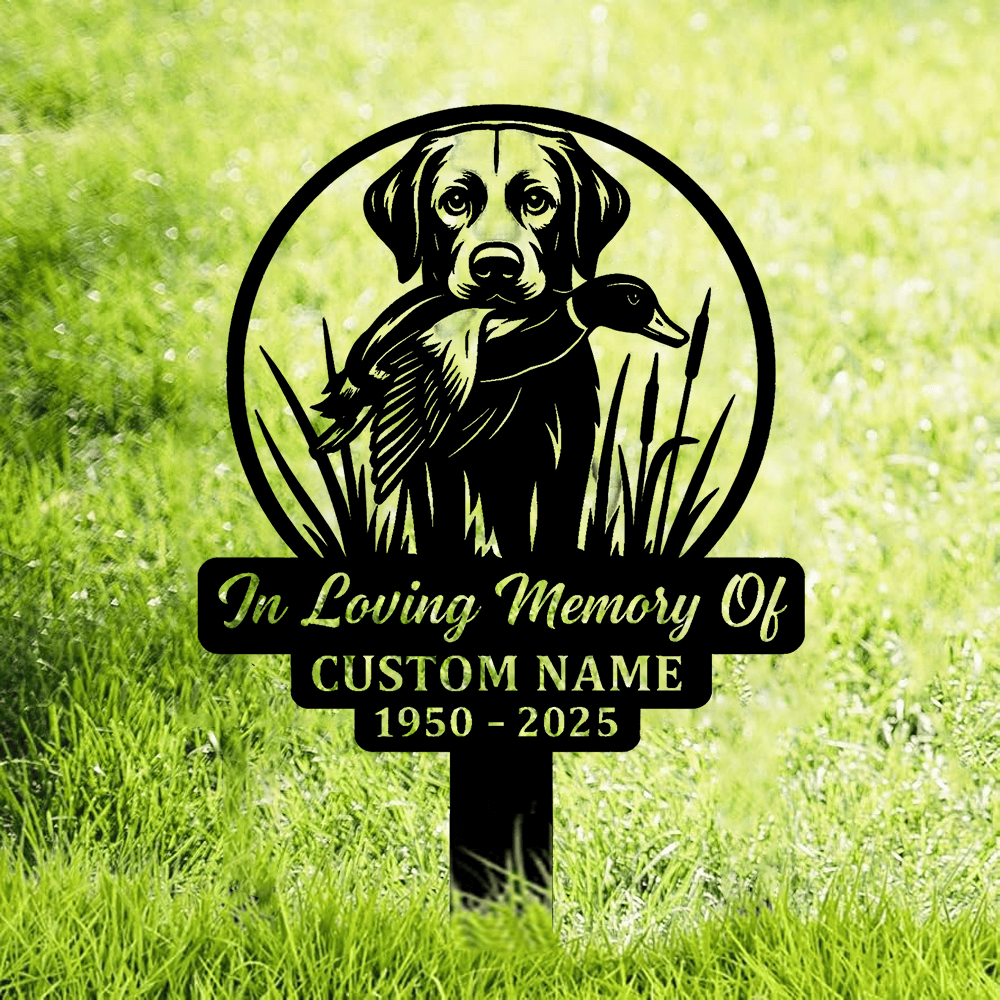 Personalized Hunting Dog Memorial Metal Sign – In Loving Memory Grave Marker