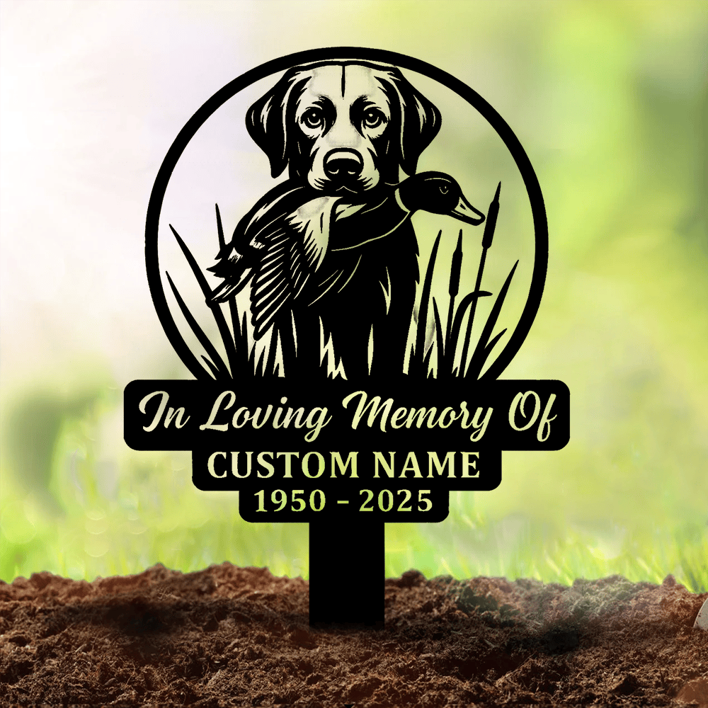 Personalized Hunting Dog Memorial Metal Sign – In Loving Memory Grave Marker