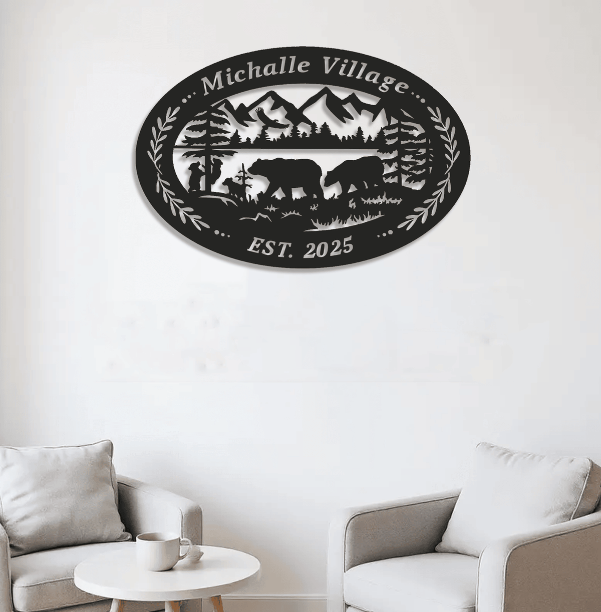Personalized Bear Metal Sign WITH LED/WITHOUT LED – Custom Name Cabin Wall Art