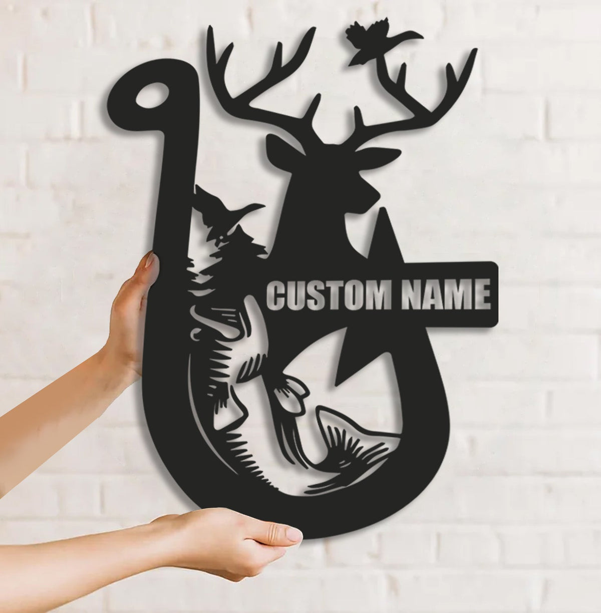 Personalized Hunting Metal Sign WITH LED/WITHOUT LED Light Fishing Wall Art Deer Head Sign Hunter Gift