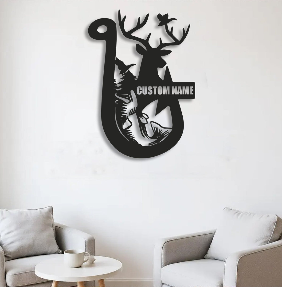 Personalized Hunting Metal Sign WITH LED/WITHOUT LED Light Fishing Wall Art Deer Head Sign Hunter Gift