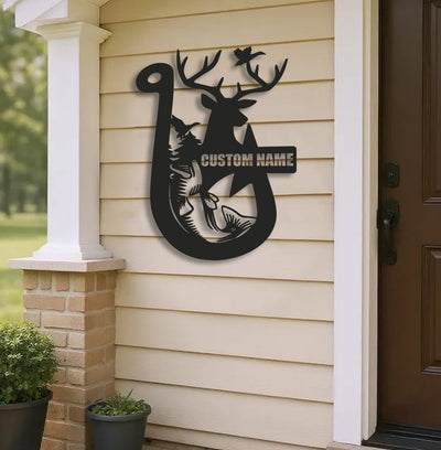 Personalized Hunting Metal Sign WITH LED/WITHOUT LED Light Fishing Wall Art Deer Head Sign Hunter Gift