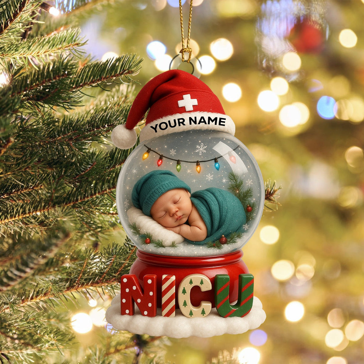 Personalized NICU Baby Ornament, Custom Name Newborn Christmas Keepsake, NICU Nurse Holiday Gift, Premature Baby Christmas Tree Decor