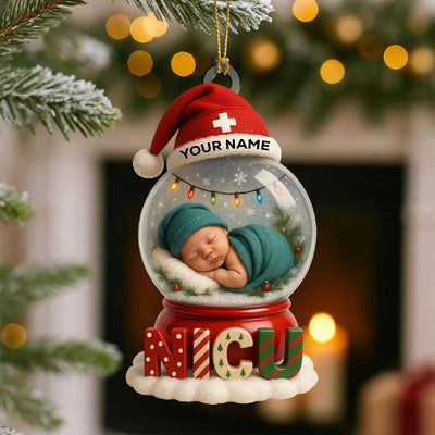 Personalized NICU Baby Ornament, Custom Name Newborn Christmas Keepsake, NICU Nurse Holiday Gift, Premature Baby Christmas Tree Decor