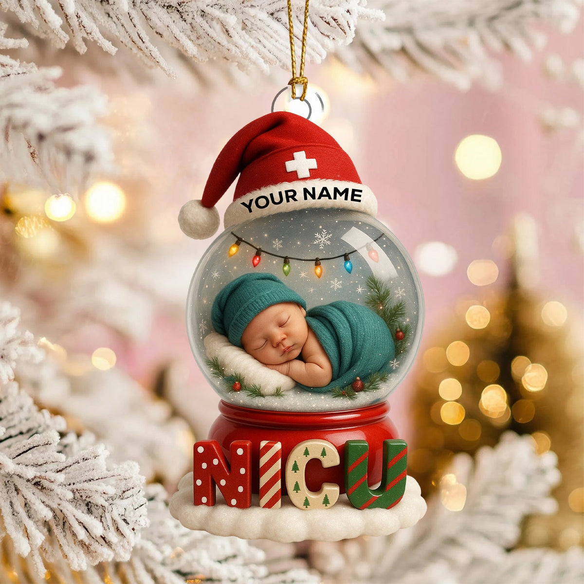 Personalized NICU Baby Ornament, Custom Name Newborn Christmas Keepsake, NICU Nurse Holiday Gift, Premature Baby Christmas Tree Decor