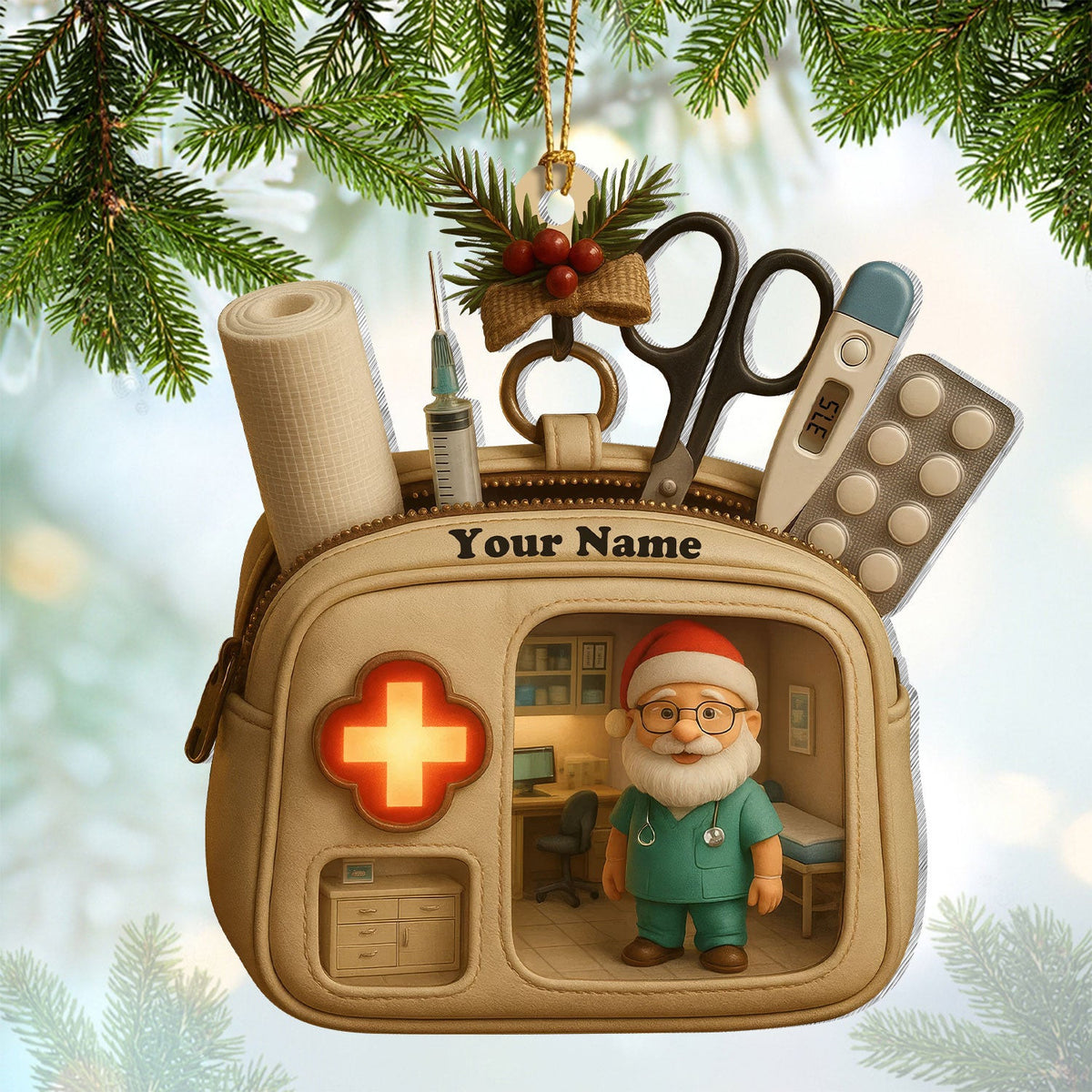 Custom Name Doctor Nurse Ornament, Medical Bag Christmas Decoration, RN LPN CNA Gift