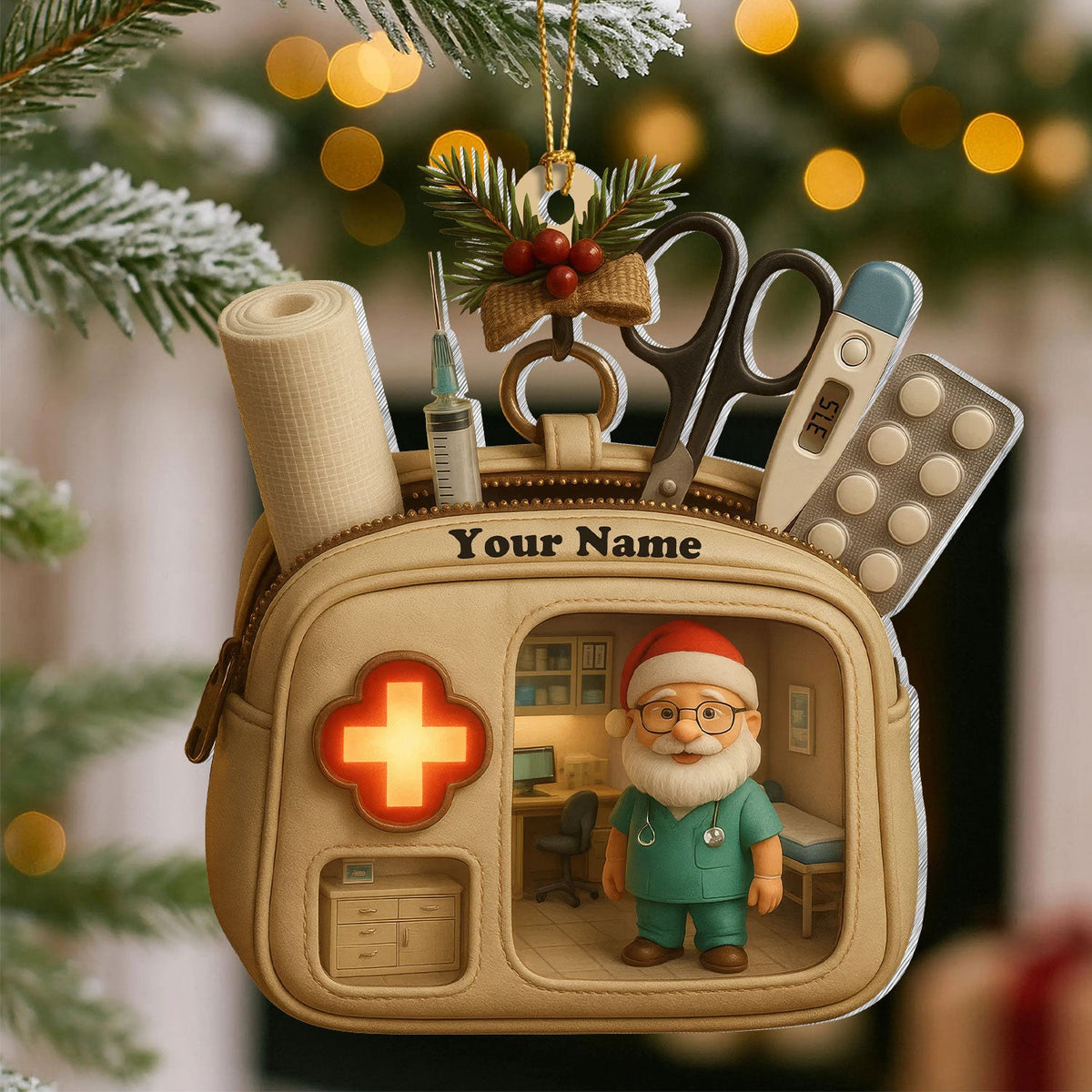 Custom Name Doctor Nurse Ornament, Medical Bag Christmas Decoration, RN LPN CNA Gift