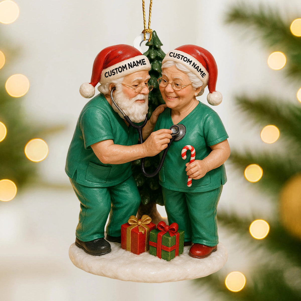 Personalized Nurse Couple Ornament, Custom Name Medical Staff Christmas Ornament, Doctor & Nurse Holiday Keepsake, Healthcare Worker Xmas Gift