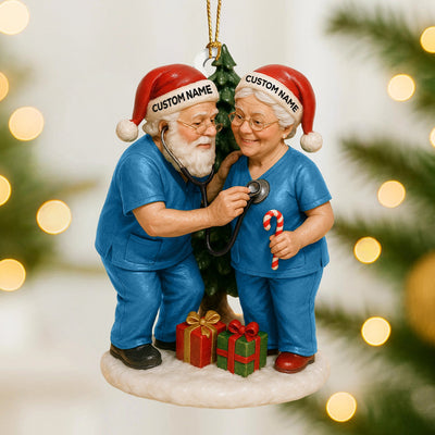 Personalized Nurse Couple Ornament, Custom Name Medical Staff Christmas Ornament, Doctor & Nurse Holiday Keepsake, Healthcare Worker Xmas Gift