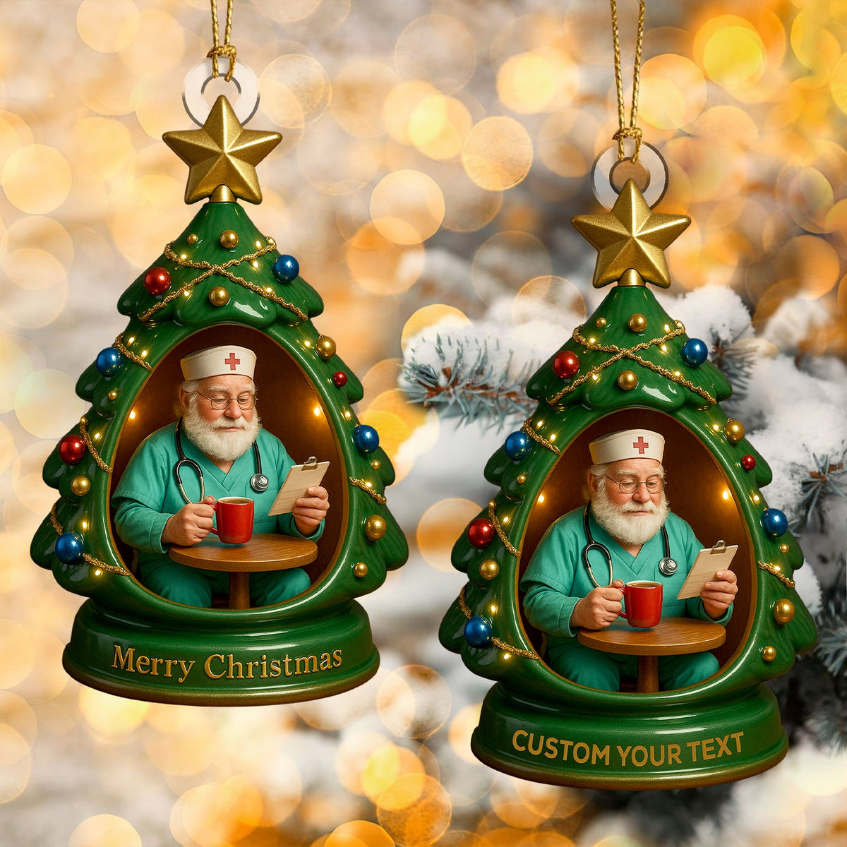 Personalized Nurse Christmas Tree Ornament, Custom Name Doctor Ornament, Xmas Medical Santa Nursing Decor