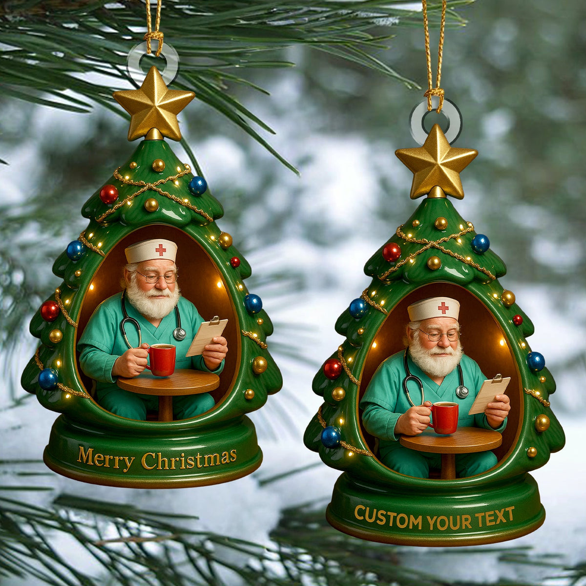 Personalized Nurse Christmas Tree Ornament, Custom Name Doctor Ornament, Xmas Medical Santa Nursing Decor
