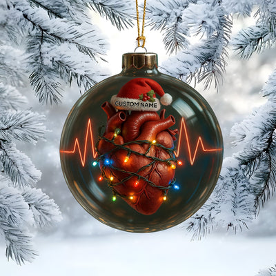 Personalized Anatomical Heart Christmas Ornament, Custom Name Medical Heart Ornament, Nurse Doctor Heartbeat Tree Decor, Medical Christmas Gift