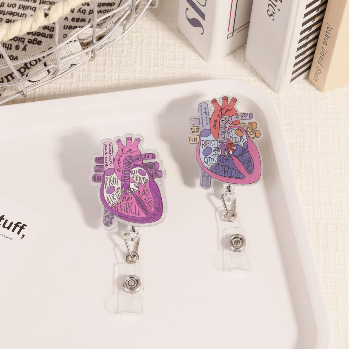 Anatomical Heart Retractable Badge Reel, Cardiology ID Holder for Nurse Doctor,  RN LPN CNA Gift