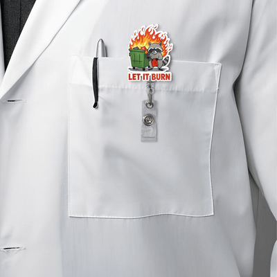 Funny Raccoon Badge Reel, Let It Burn Dumpster Fire ID Holder, Gift for RN LPN CNA ER