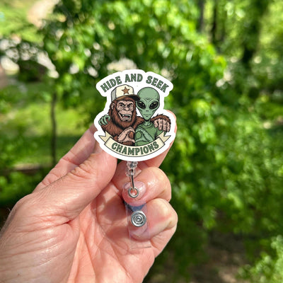 Bigfoot Alien Badge Reel Cryptid Sasquatch UFO Retractable ID Holder