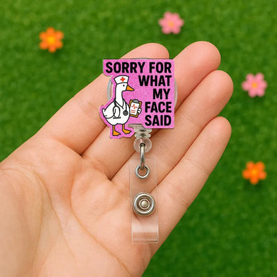 Funny Goose Nurse Badge Reel for RN, CNA, Medical ID Holder, Nurse Humor Gift