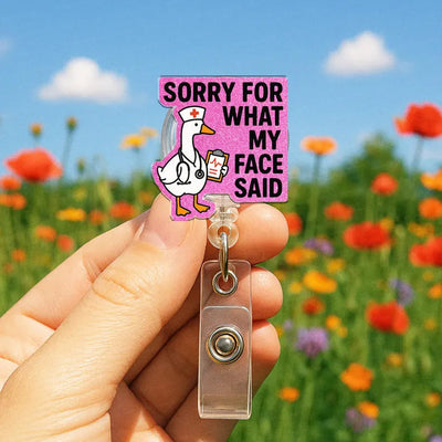 Funny Goose Nurse Badge Reel for RN, CNA, Medical ID Holder, Nurse Humor Gift
