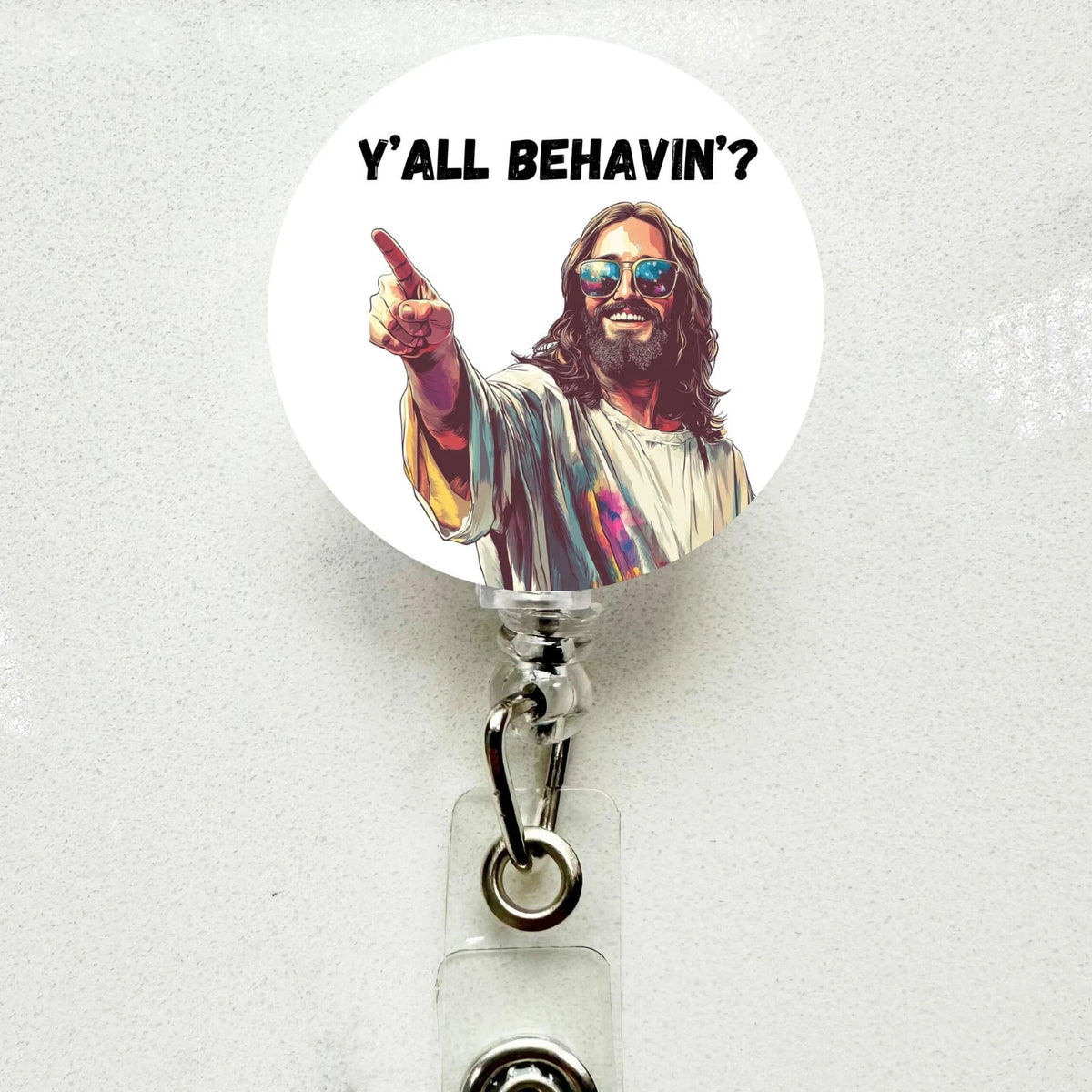 Funny Jesus Badge Reel Southern Sass Nurse ID Holder