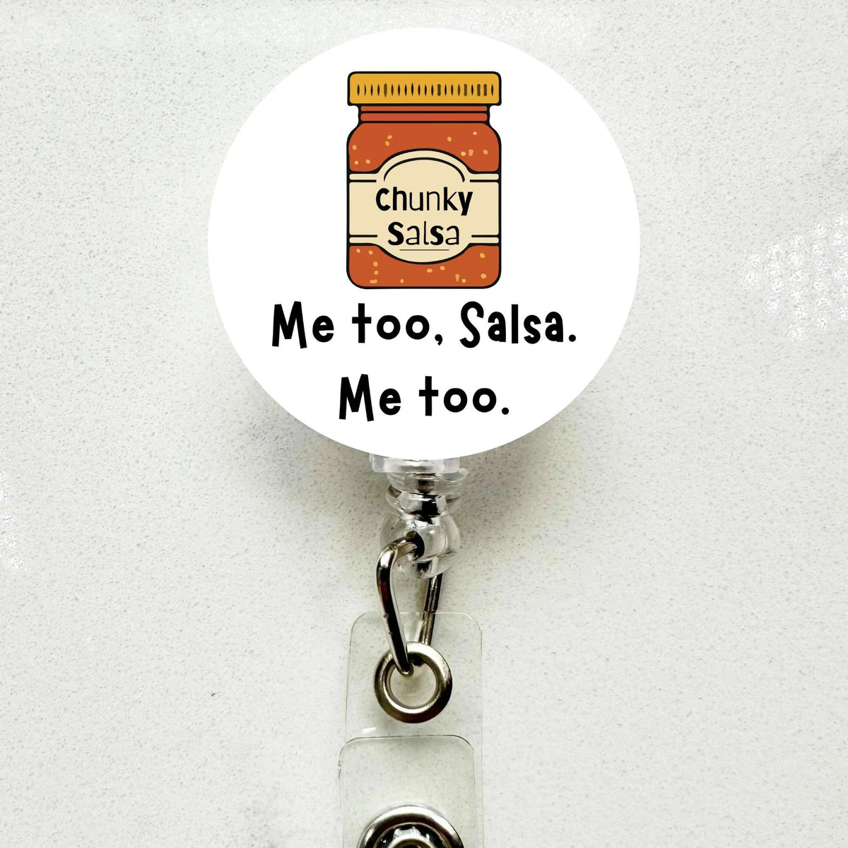 Funny Chunky Salsa Badge Reel – Retractable ID Holder for Nurse, Teacher, Work Gift