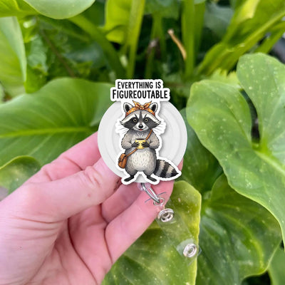 Everything Is Figureoutable Raccoon Badge Reel, Nurse ID Holder, Gift For Nursing