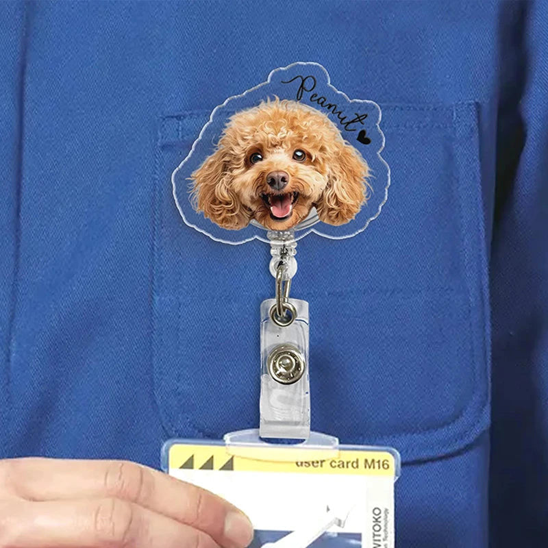 Personalized Pet Portrait Nurse Badge Reel